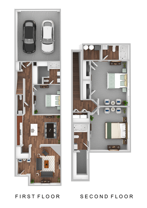 Floor plan for 3 beds, 3.5 baths, 1825 sqft